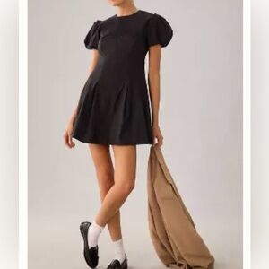 Anthropology puff sleeve mini dress